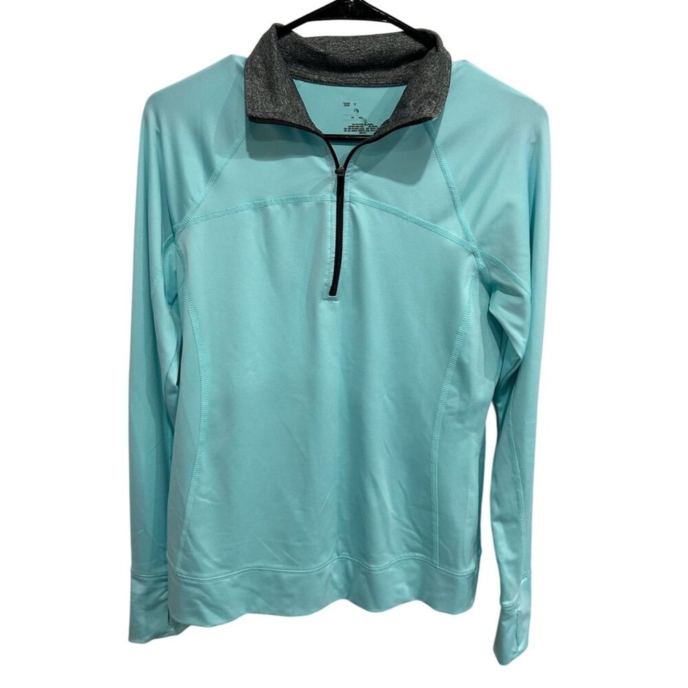 Tek Gear Womens Light Blue 1/4 Zip Pullover Stylish Activewear Top Sz Medium